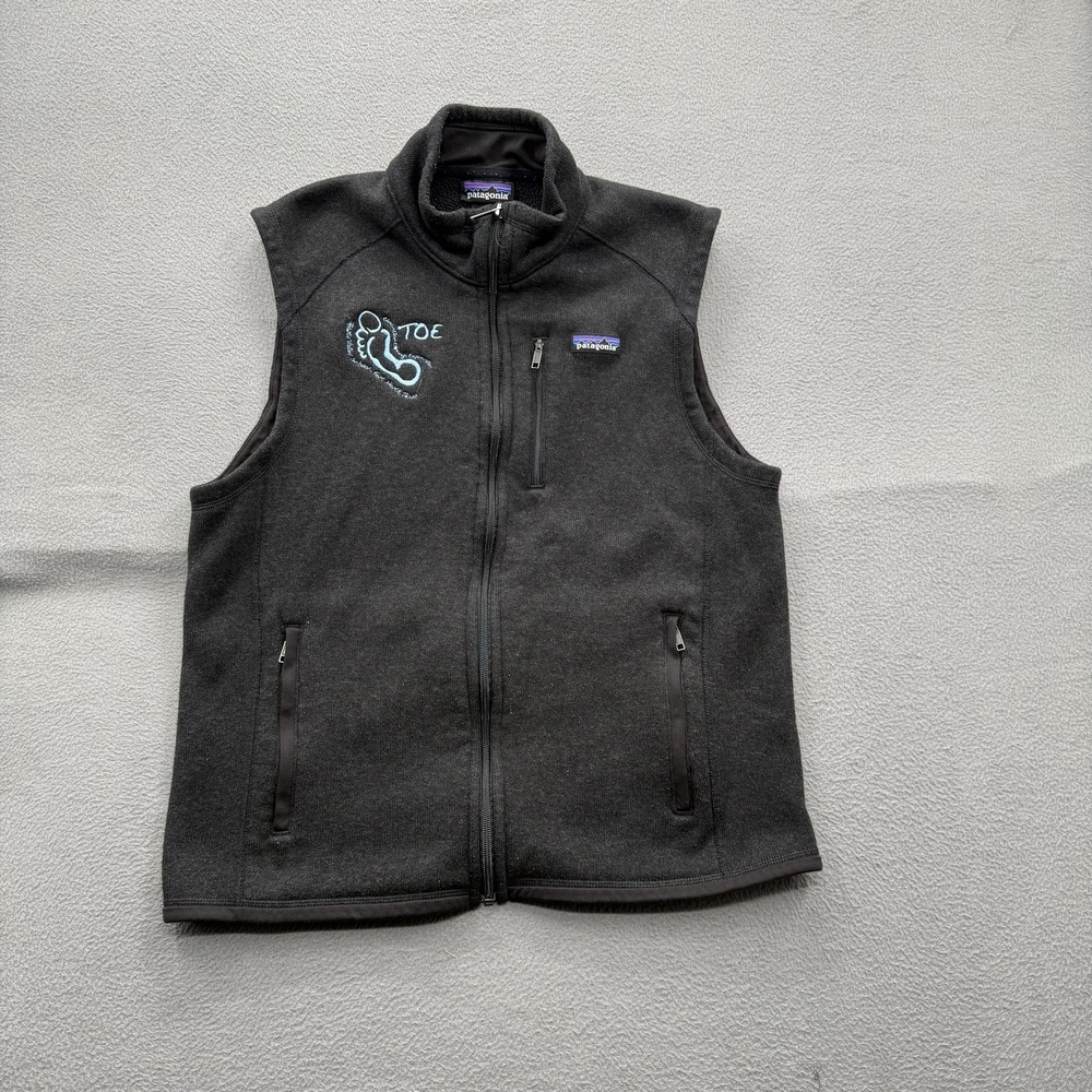 Patagonia Better Sweater Vest Mens Large Black Fleece Full Zip TOE Logo Pockets‎